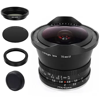 TTArtisan 7.5mm F2.0 APS-C Fish Eye Lens Large ApertureCompatible with E/X/M/M43/L/Z/R-Mount Camera