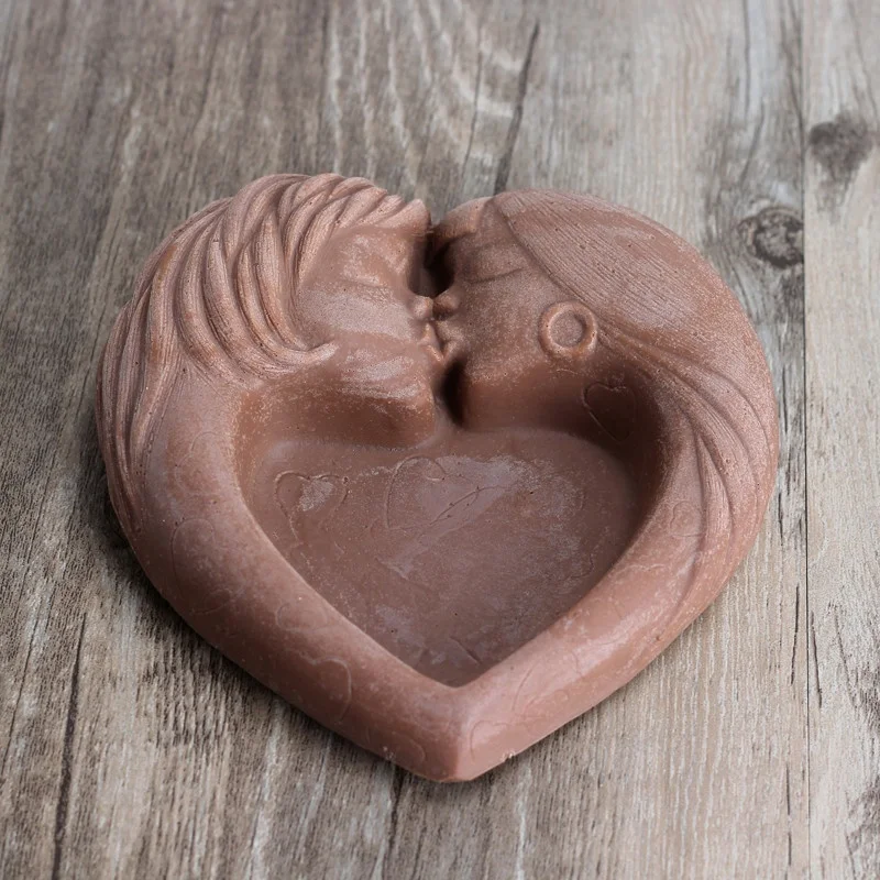 R1030 на День святого Валентина, любовник Поцелуй в форме сердца ручной работы на заказ DIY силиконовая форма для мыла, шоколад, мыльница, пепельница для изготовления