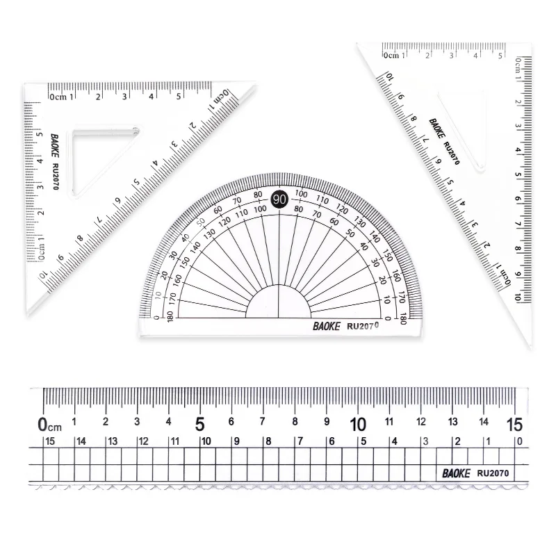 Transparent Triangle Semicircle Scale Digital Measuring Plastic Ruler ...