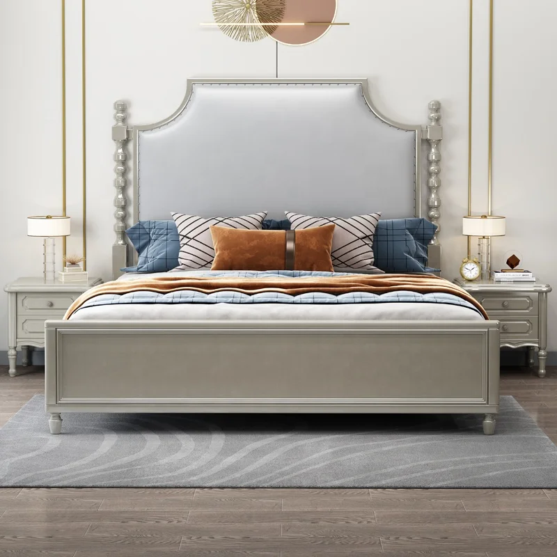 Wooden king Size Double Bed with Storage Space Modern Simple Design Queen Size Bed Room Set Furniture Solid Wood Bed