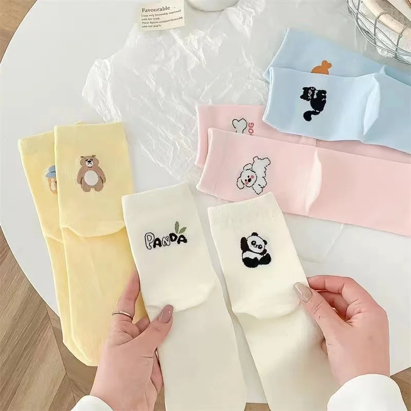 Soft Socks For Women 5 Pairs Solid Patterned Cotton Bottom Non Slip