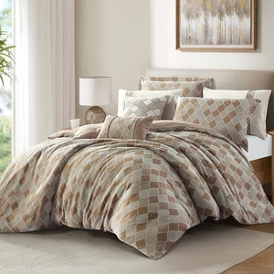 For KOSMOS Luxury Jacquard Comforter Sets Customized King Size Geometric Pattern 8pcs Woven Bedding