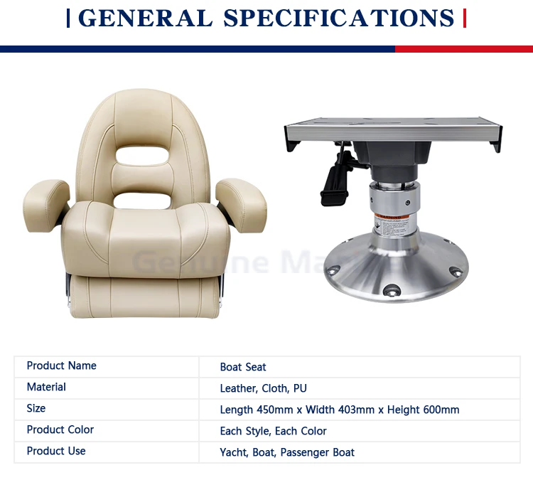 Genuine Marine Boat Captain Seat Marine Grade Swivel Folding Luxury