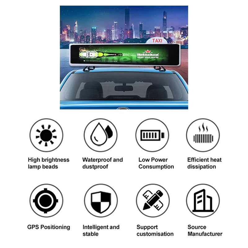 P3 P6 Outdoor Waterproof Programmable Message Sign Board Advertising Taxi Roof Led Screen for Car Top Light Box With Led Screen