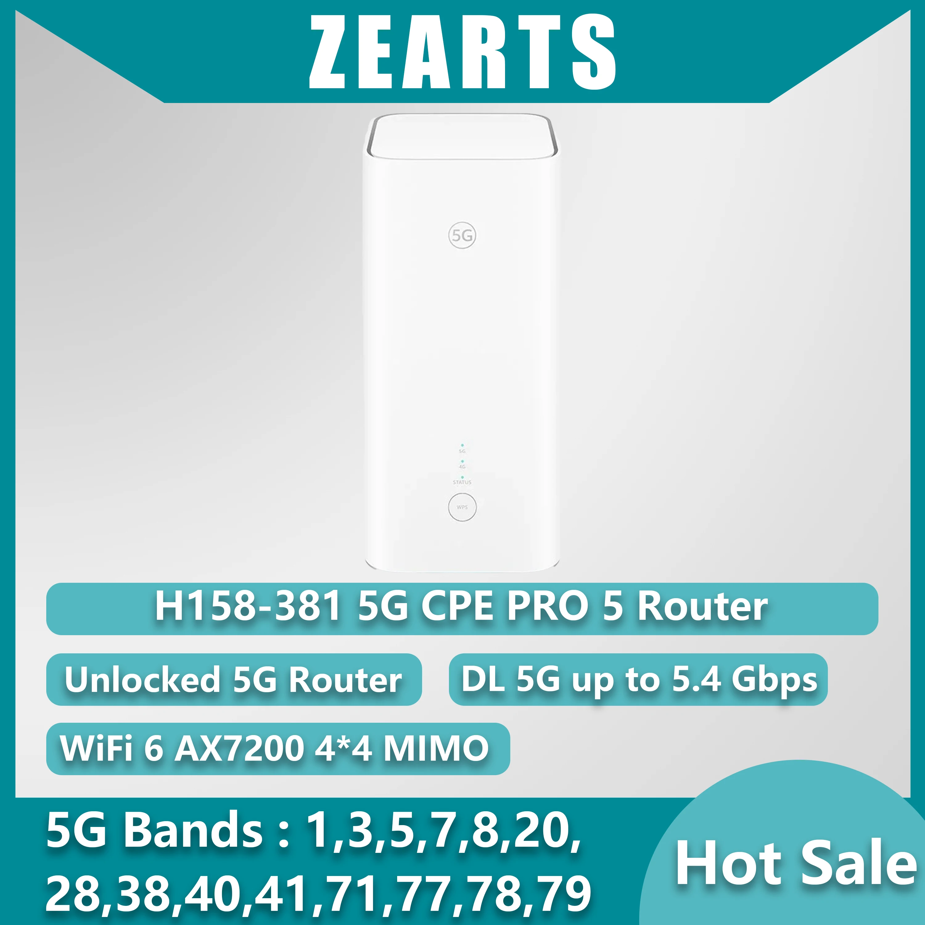 H158-381 5G CPE Pro 5 WIFI 6 Router 7200mbps Dual band Slot 5G