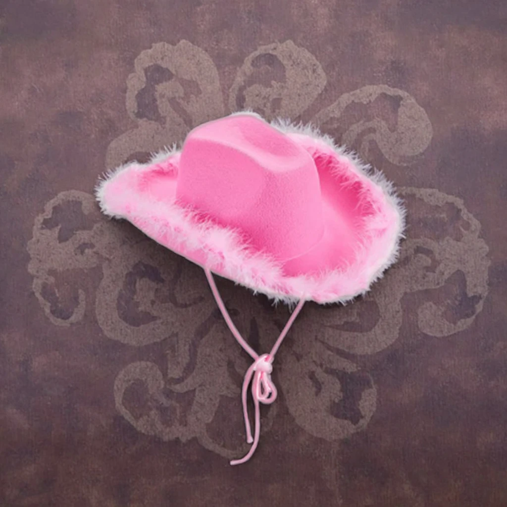 Western Straw Hat With Big Brim And Pink Trim Women's Summer