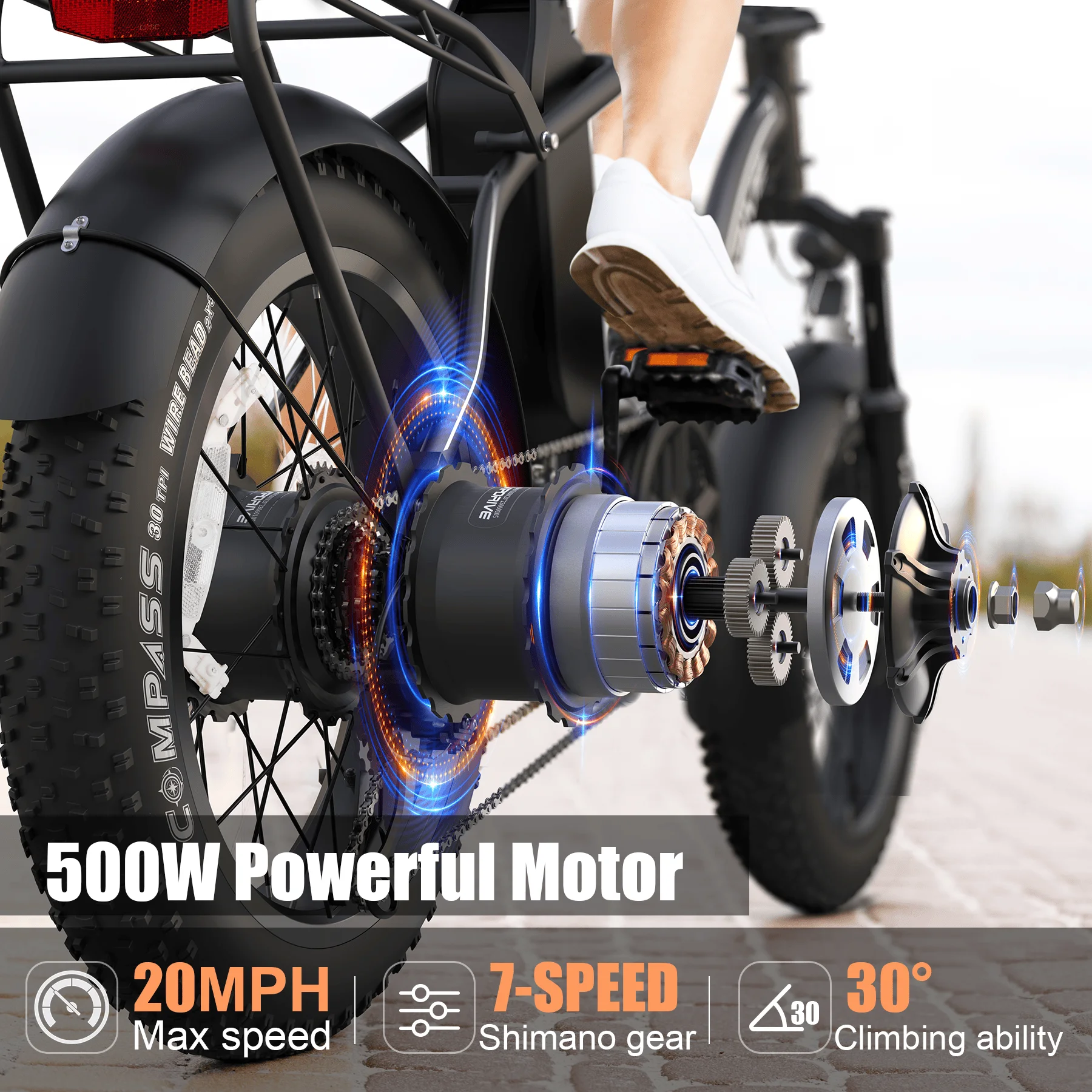 USA Warehouse Stock 48V 13AH 500W 20 Inch Fat Tire Folding Adults Ebike Multi Mode Moped Cheap City Foldable Mountain Ebike
