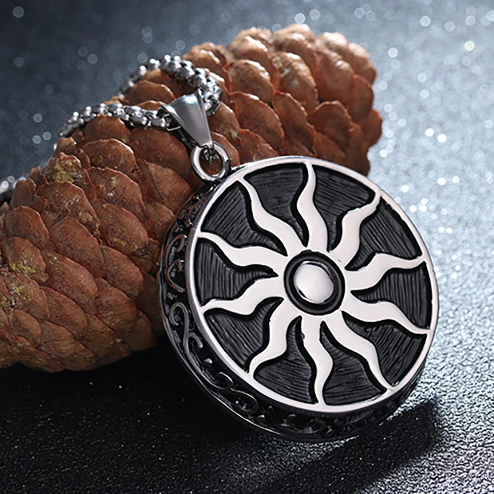 Round Shape Sun Engraved Scalar Energy Pendant Japan