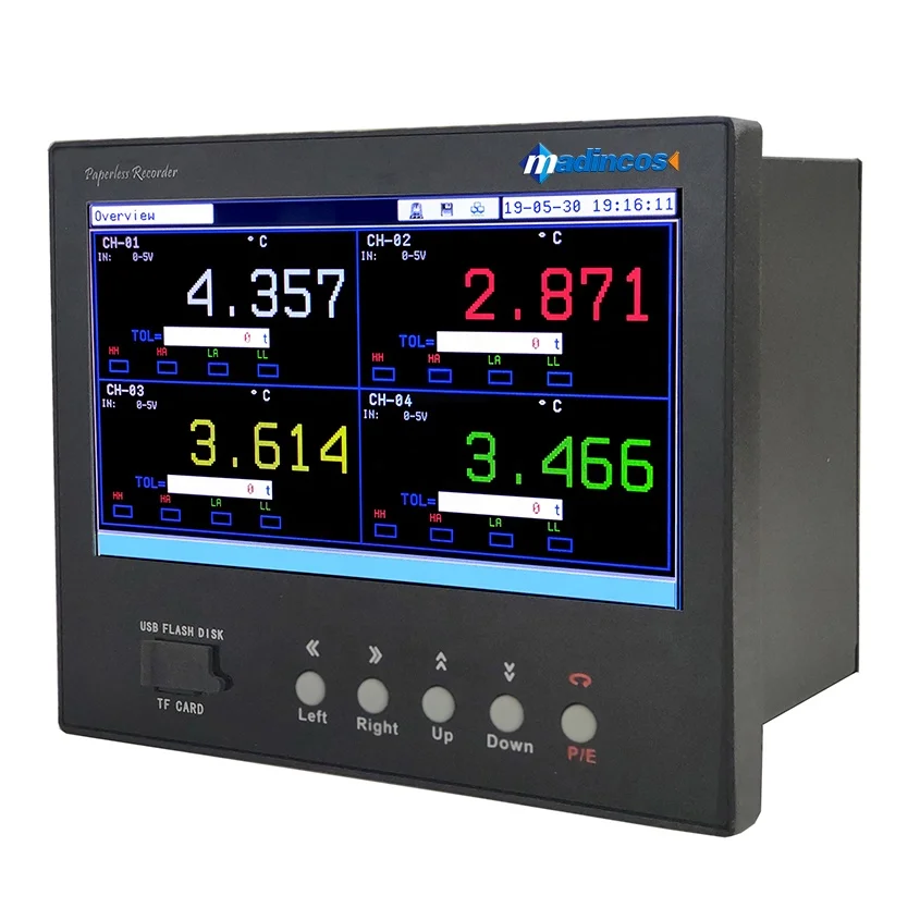 MPR5000S:7 дюймов промышленный Универсальный цифровой 16/32 канала PT100 + термопара цветной безбумажный рекордер температуры с