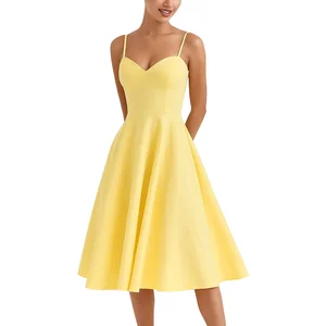 Custom High Quality Trendy Chic slip Elegant Sexy Casual Summer Spring Ladies Sleeveless Knee-Length A-Line Dress for Women