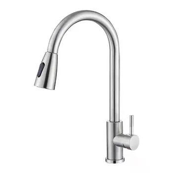 Stainless Steel Kitchen Faucet Single Handle Pull-out faucet kitchen hot and cold adjustable faucet