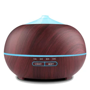 Smart Wi-Fi Essential Oil Diffuser Works With Alexa 400Ml Wood Grain Cool Mist Aroma Humidifier With 7 Colored