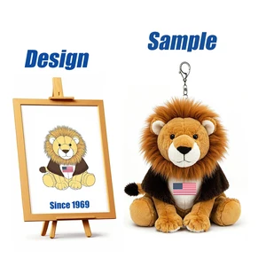 Shengye EN71 ASTM Certificated American Flag Lion Plush Keychain Toys Stuffed Animal Doll Key Chain Car Keyring Bag Accessory