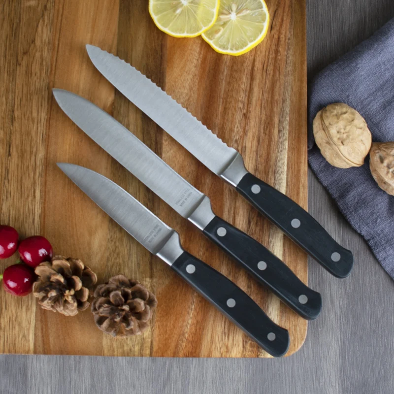 OEM 14pcs/Set Kitchen Cutting Tool Block Set Sharpener Stainless Steel Blade Wood Handle Kitchen Knife Set