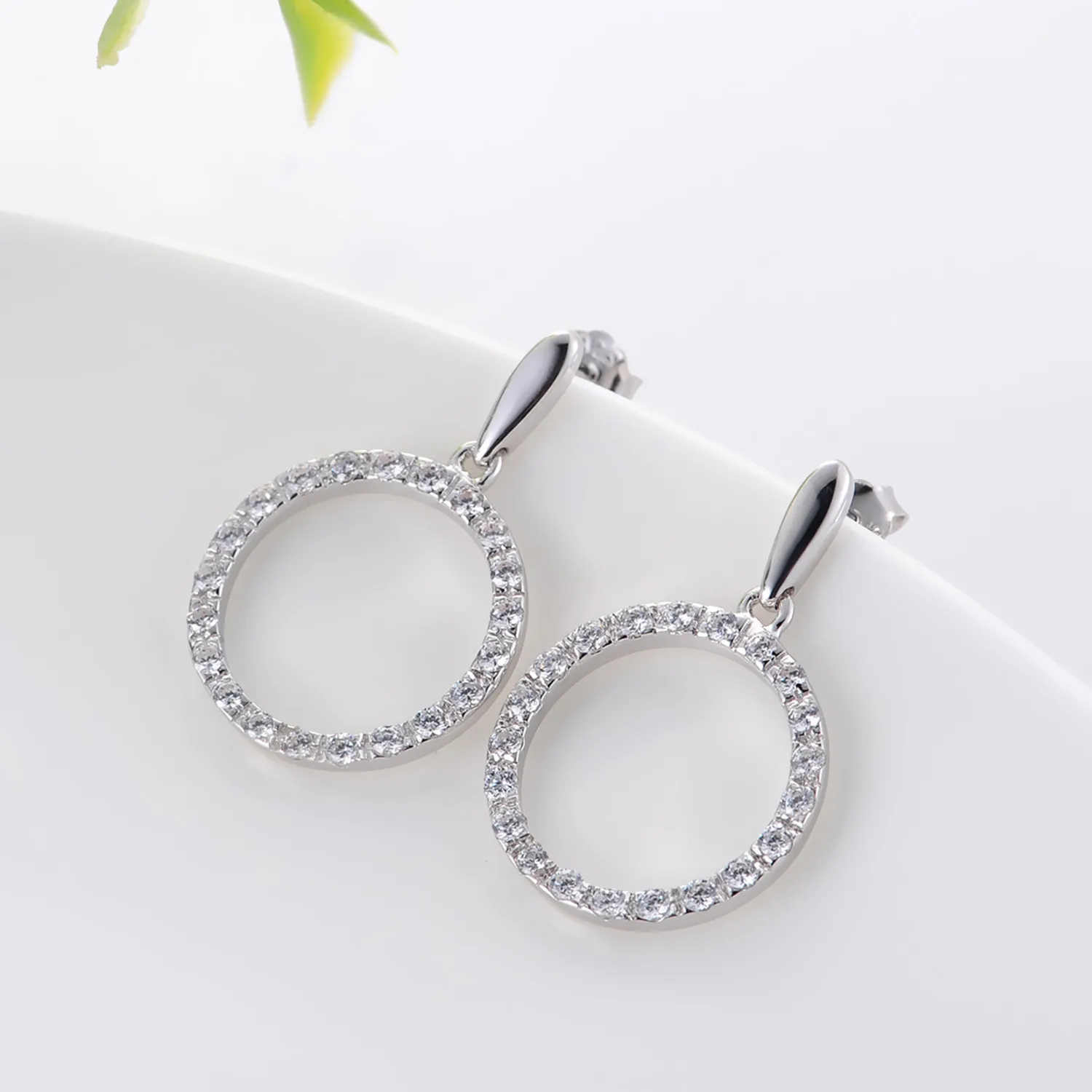 Rhodium Plated Minimalist Pendant Necklce Earrings 925 Sterling Silver High Quality Jewelry Set (图6)