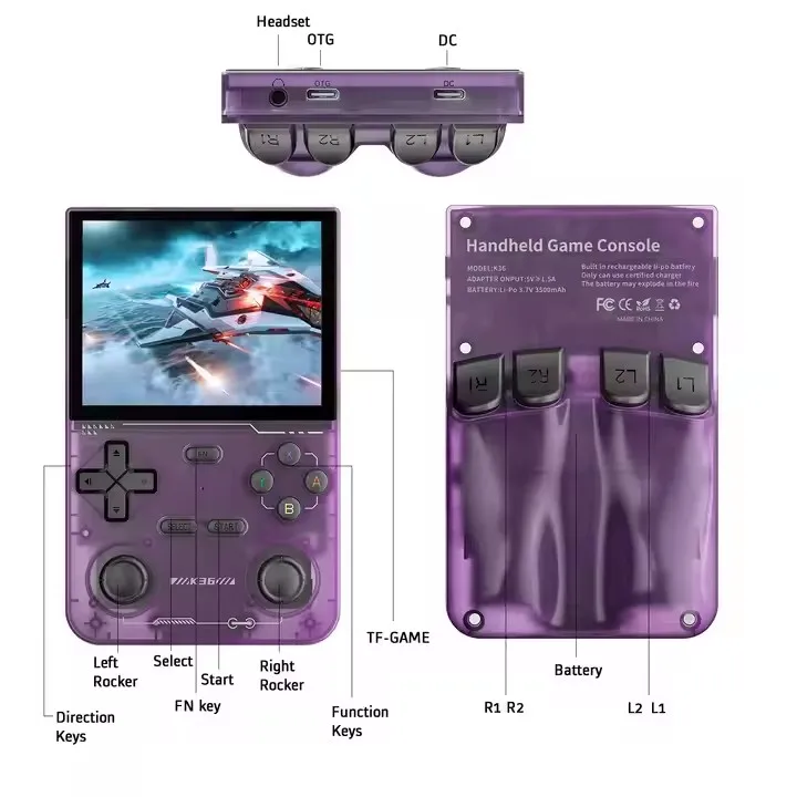 K36 Handheld Game Console - Retro Gaming with 3000+ Built-in Games