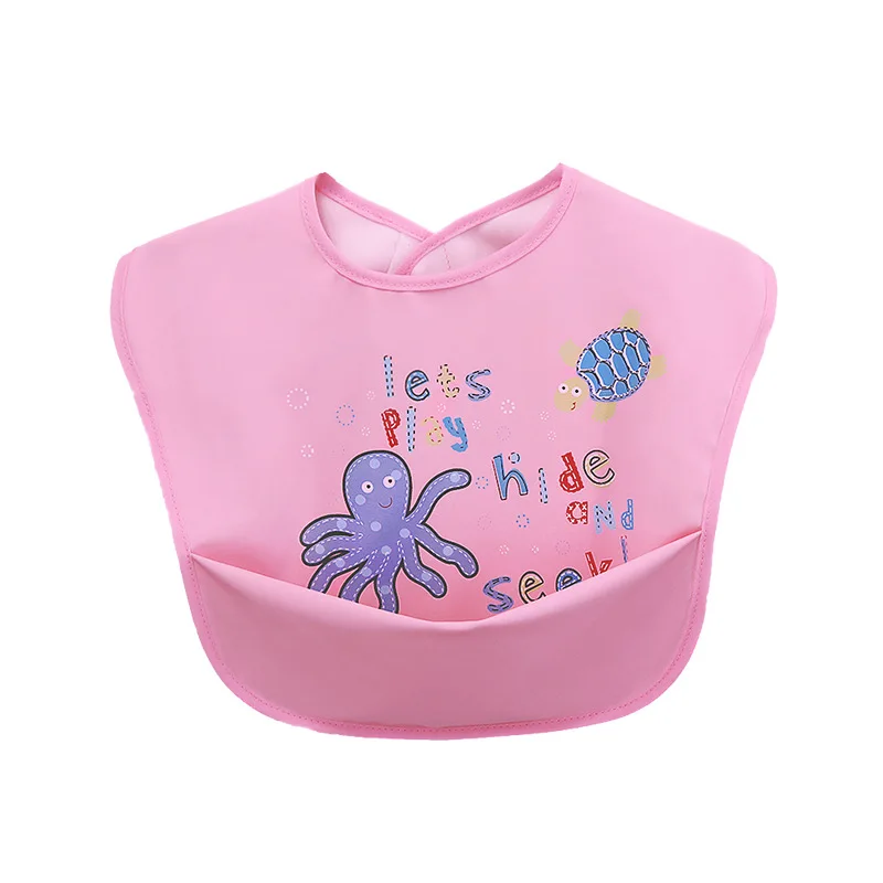 Waterproof detachable Baby Bibs Infant Toddler  Feeding Bib With Food Catcher Easy Clean & Washable Baby Art smock supplier