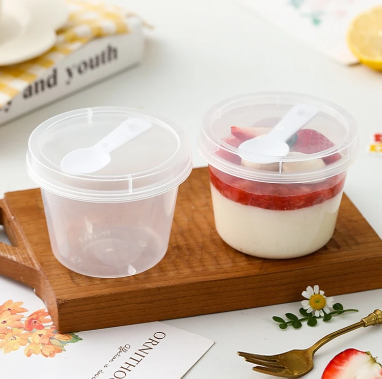 High Quality Plastic 220ml 280ml Transparent PP Double Skin Milk Yogurt PP Pudding Cup With Lid