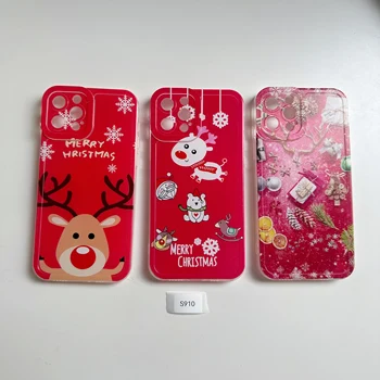 Soft TPU Phone Case For iPhone 15 14 13 12 11 Pro Max New Year Pattern Christmas with Santa Reindeer Mobile Phone Cover