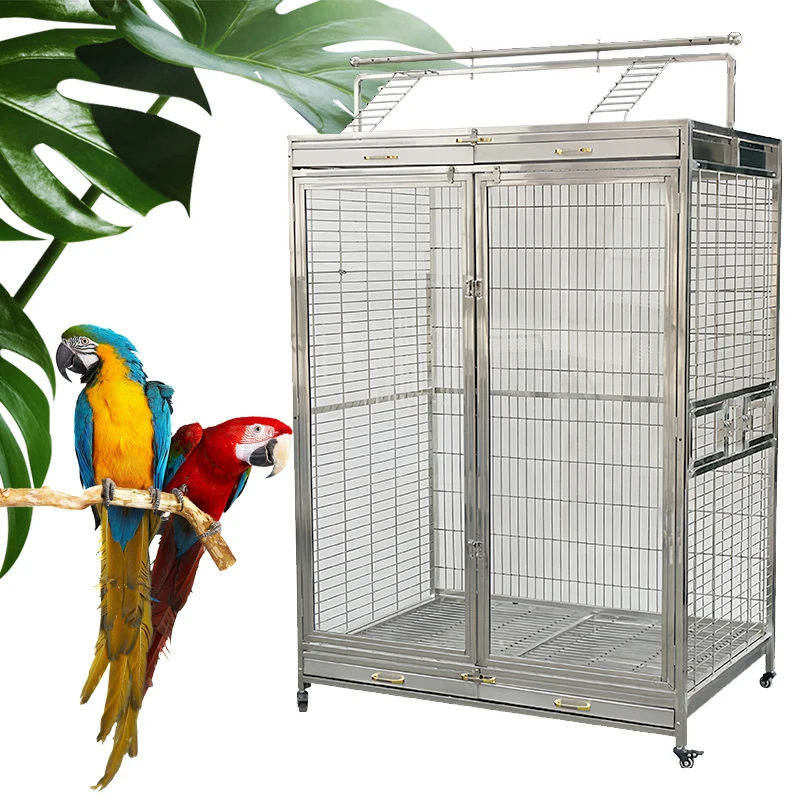 Modern Luxury Twin Large Flight Bird Pet Cage Doors Glass Display Cage Birds Tray With A Stand