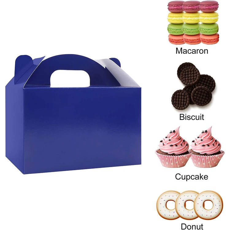 Small MOQ Ready To Ship 24 Packs Rainbow Treat Party Favor Goodie Gable Boxes Paper Gift Boxes Color Candy Cake Paper Box