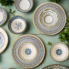 Competitive Price Eco-Friendly Ceramic Cutlery Set with Sustainable Plant Pattern Plate Dish