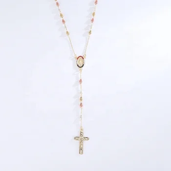 DTINA Religious Jewelry Drop Shaped Small Hollow Rosary Necklace