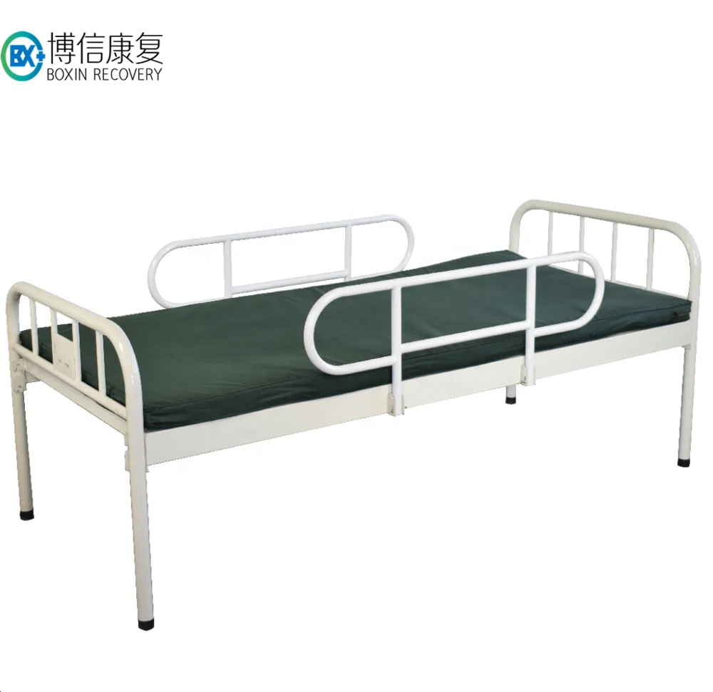 Simple Flat Plain metal hospital bed prices with a dinner table for patient