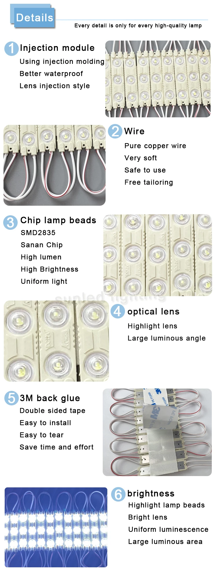 Led Module For Signboard LED Module 12V 3leds for Signboard Lighting - 50000hrs