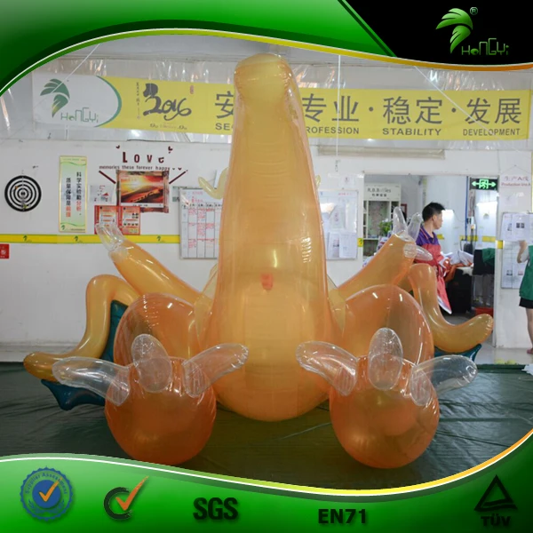 Hongyi COOL Translucent Orange Color Inflatable Dragon with Sph