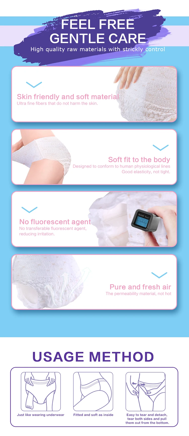 Lady Period Underwear Female Cotton Disposable Sanitary Napkins Pants ...