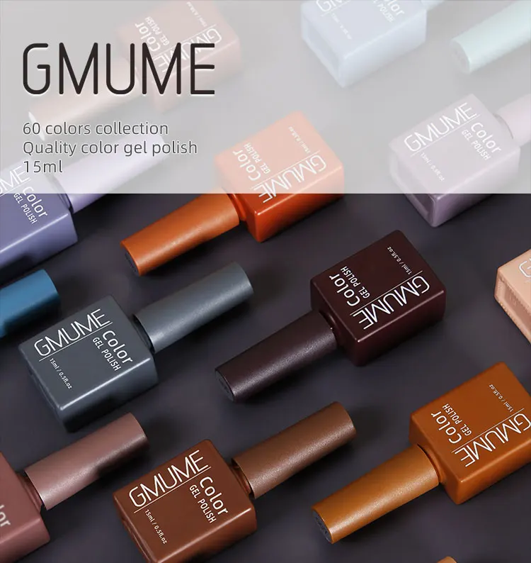 GMUME 15ml private label long lasting gel polish uv beauty products nail art paint 60 color wholesale soak off gel polish