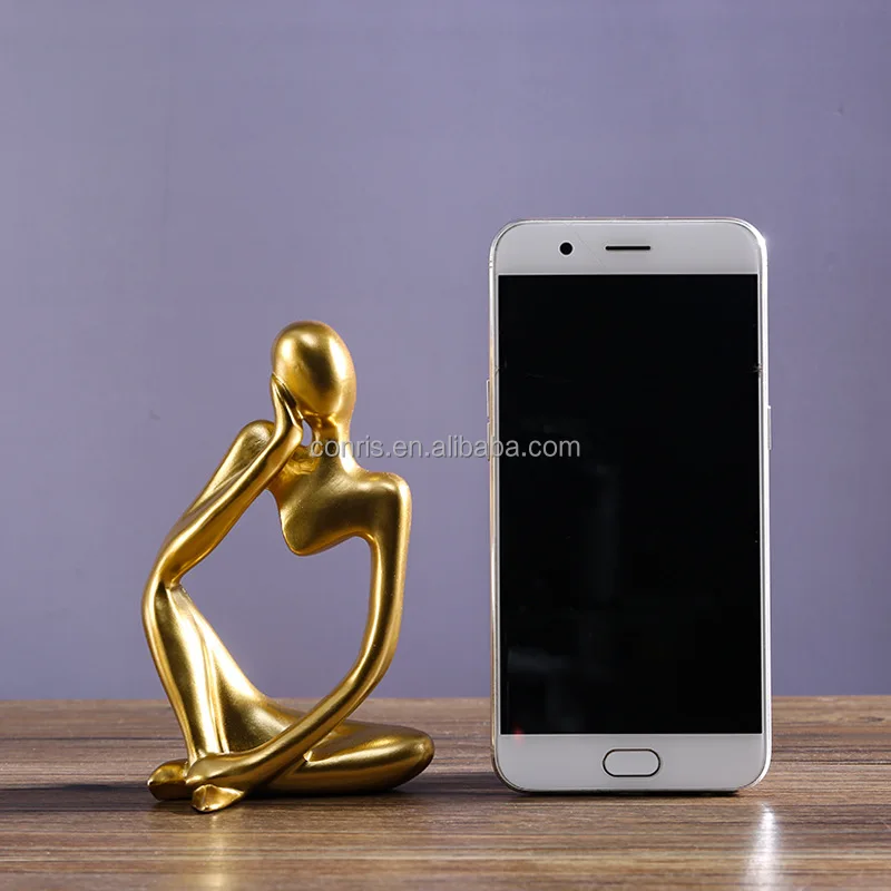 Fjs Gold Home Decor - the Thinker Statue Abstract Sculpture
