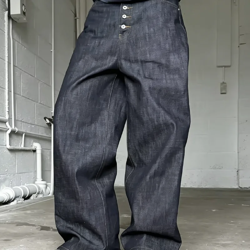 Original Manufacturer High Quality Vintage Black Custom Heavyweight Raw Selvage Baggy Selvedge Japanese Denim Jeans Men gallery 3