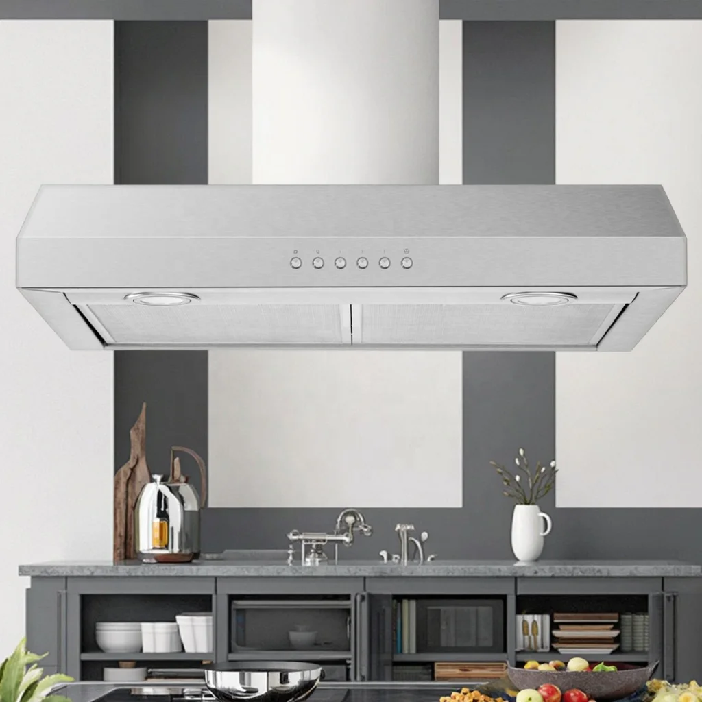300-CFM Range Hood Under-Cabinet Electric Kitchen Exhaust Stainless Steel Vented Rear Duct for Household Use factory