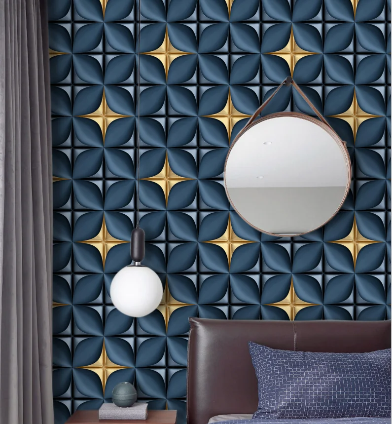 Modern Geometric PVC 3D Panels Wallpaper - Luxury Interior Wall Decor ...