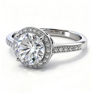 European American 1 Carat Four-Prong Open Copper-plated Platinum Ring Simulated Moissanite for Women's Classic Wedding Ring