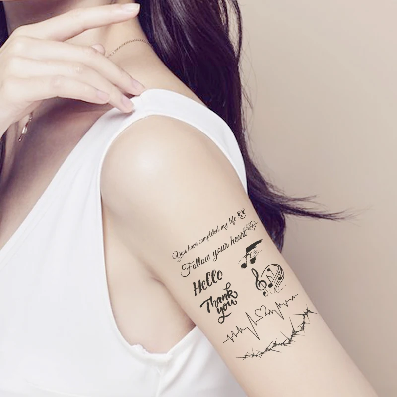New Text Letter Line Herbal Juice Tattoo Stickers for Boys and Girls Half Permanent Tattoo Stickers for Arms