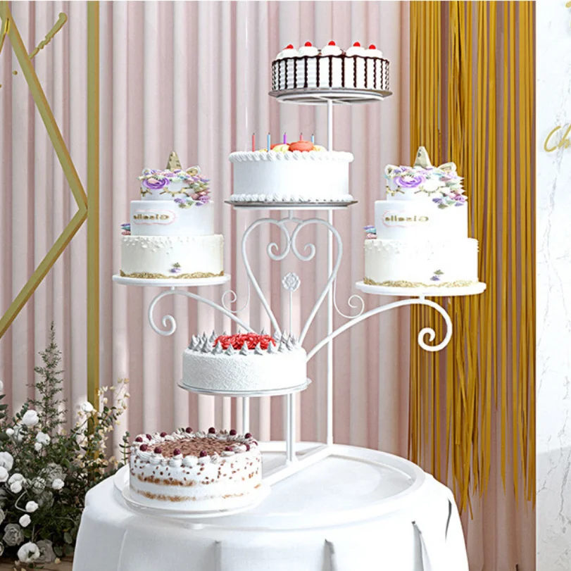 Présentoir à gâteau ESTINK, support à gâteau rectangulaire à 2 couches avec  trou support de sucettes acrylique portable pour anniversaire de mariage 