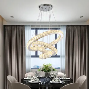 Zeal Lighting Ring Shaped Chandelier Living Room Profile Led Ceiling Circle Crystal Pendant Light for Dining