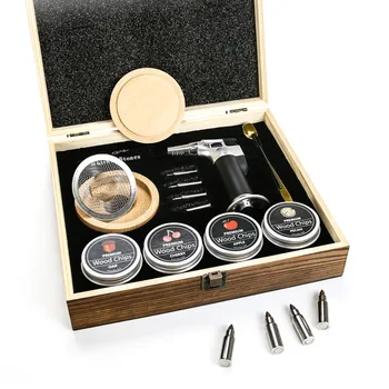 Whiskey Gift Old Fashion Smoke Top Premium Cocktail Whiskey Smoker Kit With Torch And Wooden Chips Wooden Gift Boxes