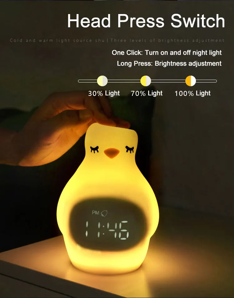 Penguin Wake Up Light Newest Digital Alarm Clock Snooze Clock Kids Sleep Trainer Baby Night