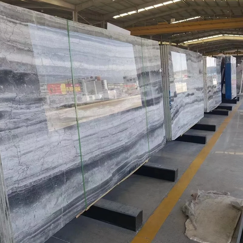 product morden design milky way wood grey marble slab bookmatched for wall grey marble tiles for interior decor-2