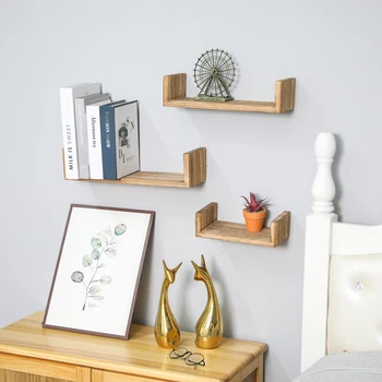 Floating Shelves Wall Mounted Wood Storage Set hanging shelf for Frames Collectibles Decorative Items