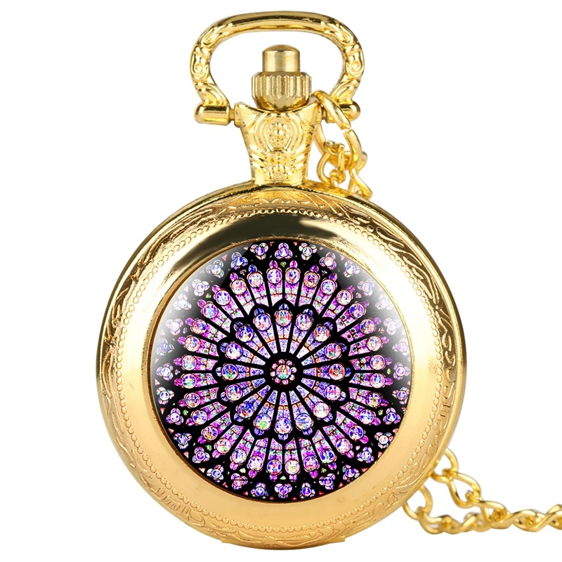 Necklace Pendant Clock Souvenir Gifts for Men Women Notre Dame De Paris Cathedral Pocket Watch