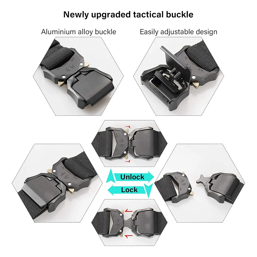 Wholesale Tactical Belt Hiking Rigger Nylon Web Work Belt with Heavy Duty Quick Release Buckle Tactical Belts