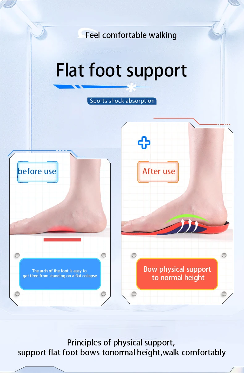 New Arrival Arch Support Sport Insoles Comfortable Shock Sweat Absorbing Pain Relief Massage Ball Foot Cushions Bouncy Inserts