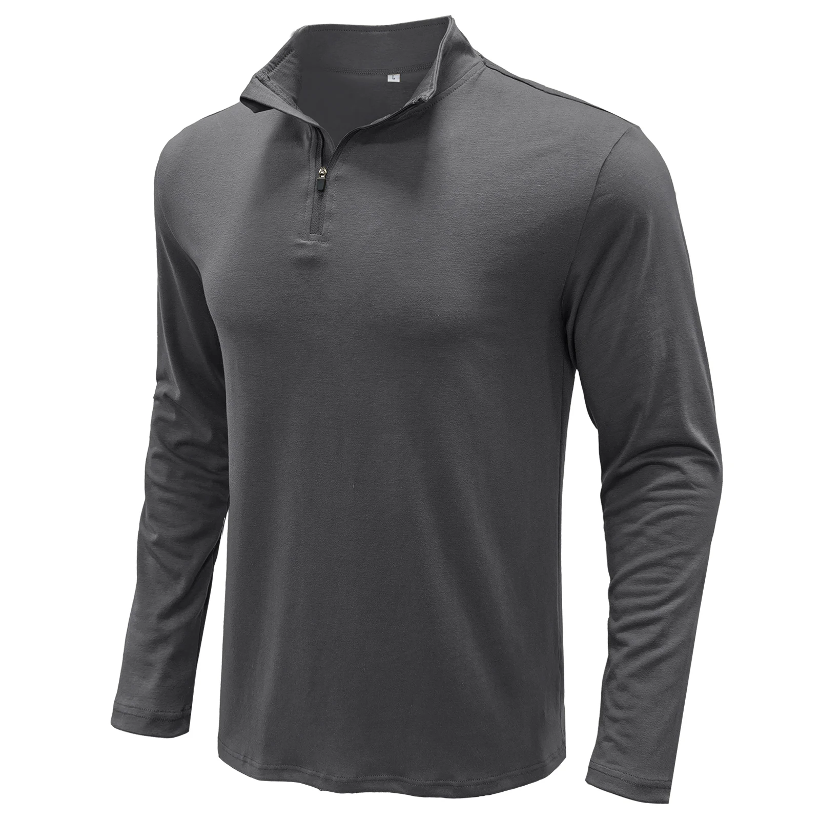 T-shirt da uomo Europea Americana colletto rialzato pullover con cerniera Polo camicia da combattimento a maniche lunghe da allenamento957_voghion.com