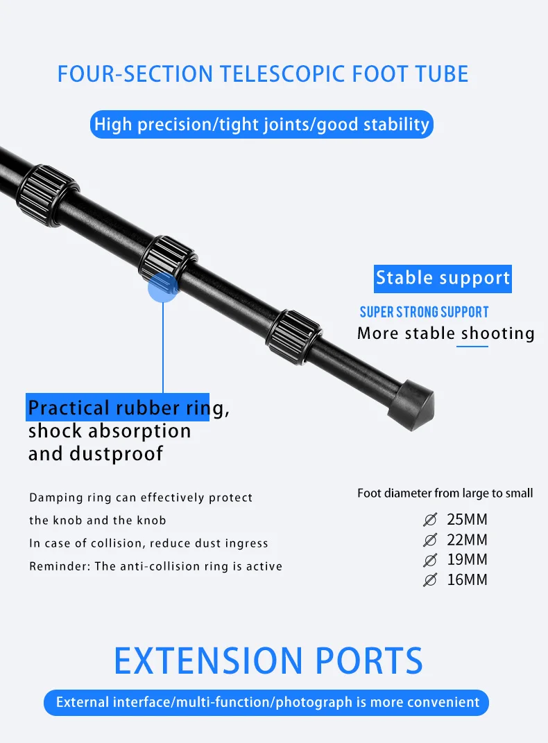 90-degree landscape professional aluminum 2-in-1 tripod monopod with two central axis, suitable for digital video SLR cameras