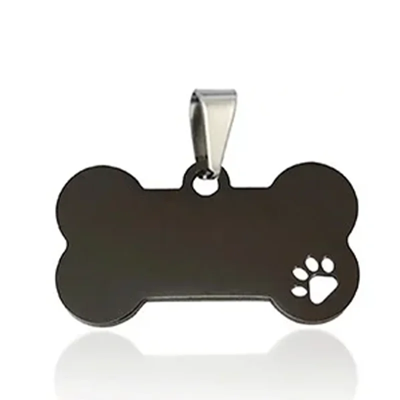 Etiqueta de perro personalizada de acero inoxidable con forma de hueso de moda de metal en blanco con diseño de logotipo propio personalizado al por mayor